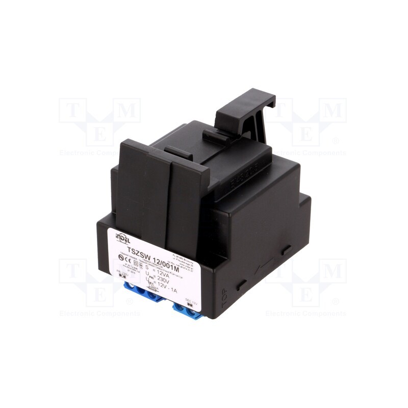 1 pcs x INDEL - TSZSW 12/001M - Transformer: mains, 12VA, 230VAC, 12V, 1A, Leads: terminal block