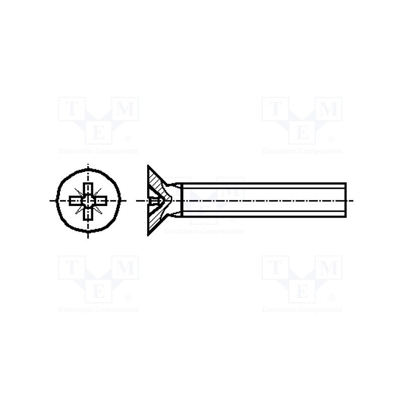 1000 pcs x BOSSARD - 5401306 - Screw, M4x12, 0.7, Head: countersunk, Pozidriv, PZ2, steel, DIN 965A