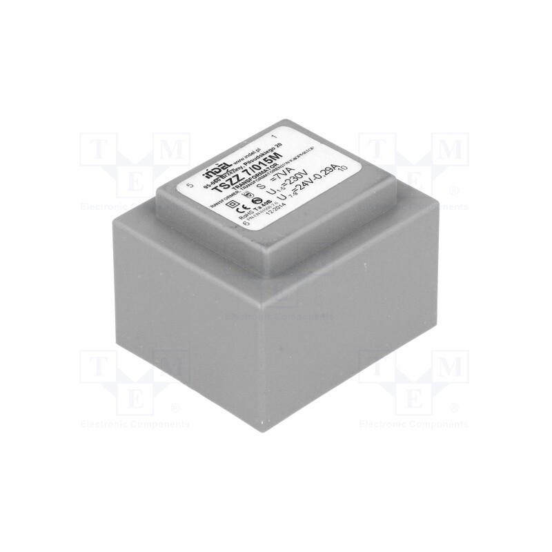 1 pcs x INDEL - TSZZ7/015M - Transformer: encapsulated, 7VA, 230VAC, 24V, 290mA, PCB, IP00