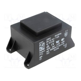 1 pcs x HAHN - BV EI 541 1125 - Transformer: encapsulated, 16VA, 230VAC, 15V, 1067mA, PCB, BVEI