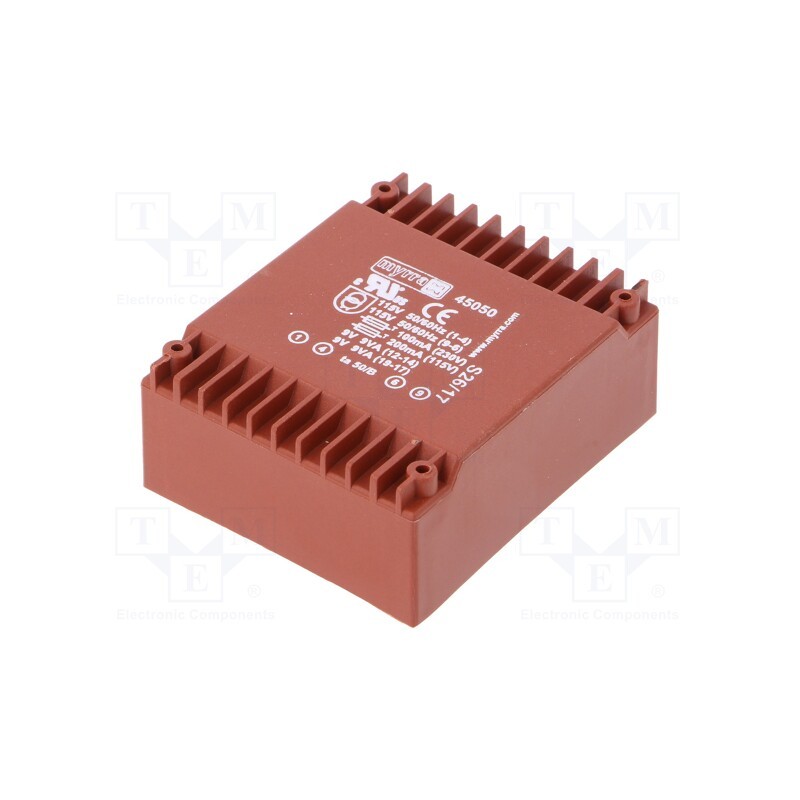 1 pcs x MYRRA - 45050 - Transformer: encapsulated, 18VA, 115VAC,230VAC, 9V, 9V, 1A, 1A, PCB