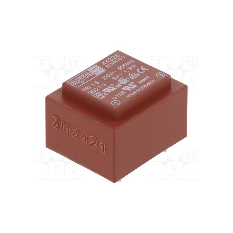 1 pcs x MYRRA - 44326 - Transformer: encapsulated, 1.5VA, 230VAC, 6V, 250mA, PCB