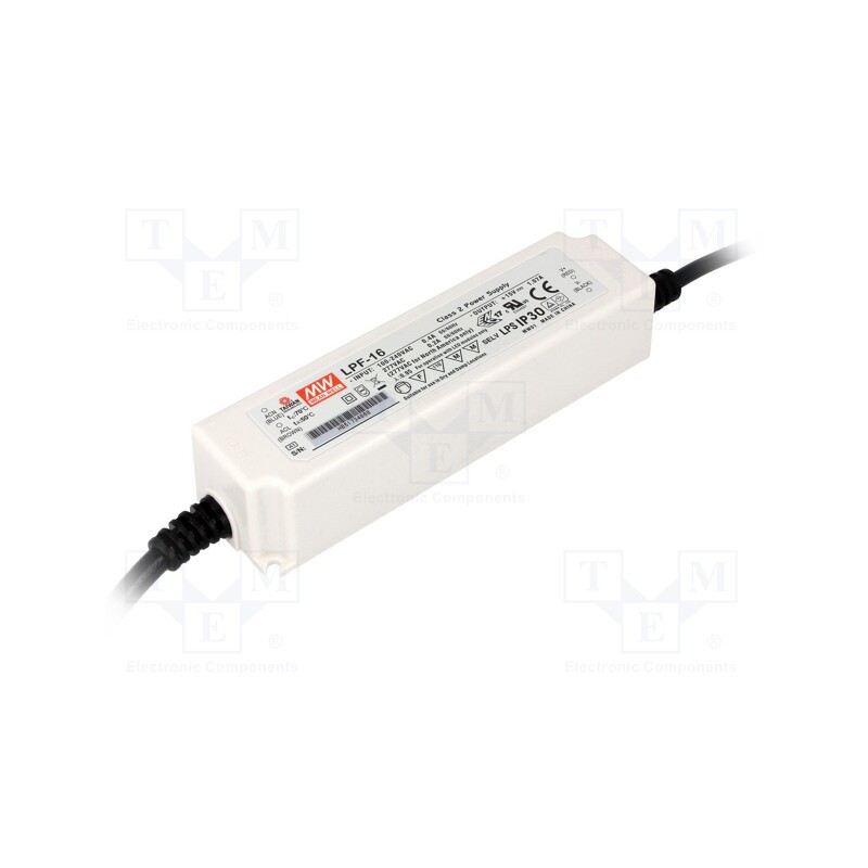 1 pcs x MEAN WELL - LPF-16-20 - Power supply: switched-mode, LED, 16W, 20VDC, 0.8A, 90÷305VAC, IP30