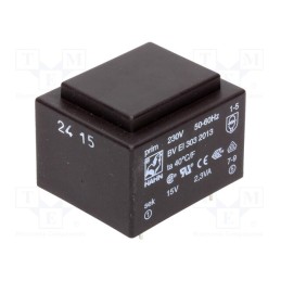 1 pcs x HAHN - BV EI 303 2013 - Transformer: encapsulated, 2.3VA, 230VAC, 15V, 153mA, PCB, BVEI