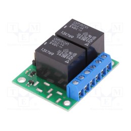 1 pcs x POLOLU - 2-CH SPDT RELAY CARRIER WITH 5VDC RELAYS - Module: relay, Ch: 2, 5VDC, max.250VAC, 10A, Uswitch: max.125VDC
