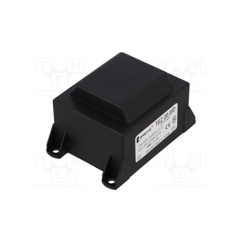 1 pcs x BREVE TUFVASSONS - TEZ20/D230/24V - Transformer: encapsulated, 20VA, 230VAC, 24V, 833.3mA, PCB, IP00