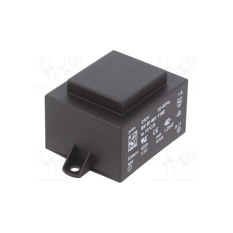 16 pcs x HAHN - BV EI 481 1182 - Transformer: encapsulated, 10VA, 230VAC, 7.5V, 1333mA, PCB, BVEI