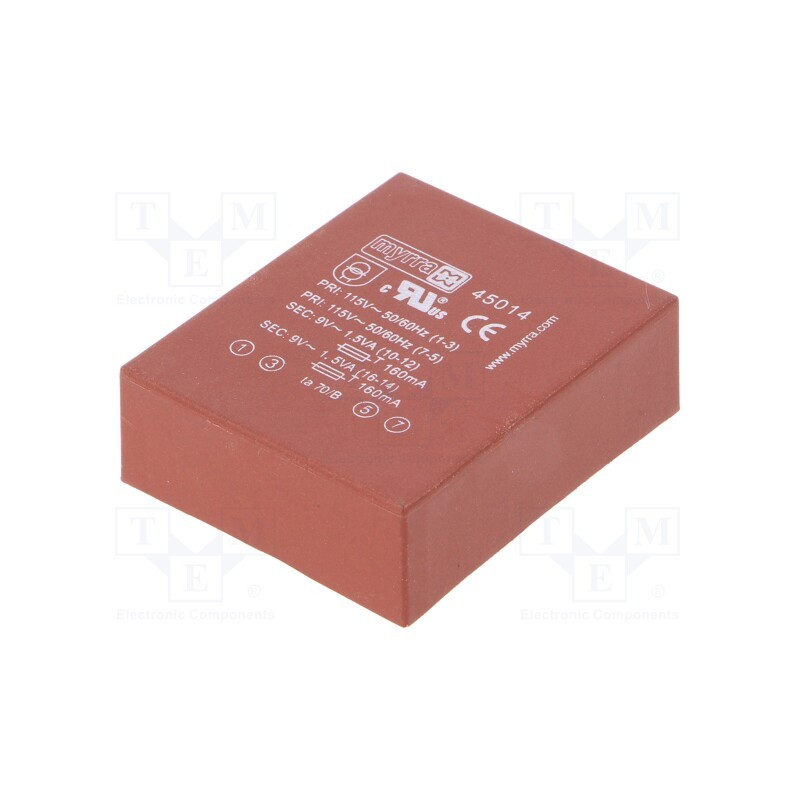 1 pcs x MYRRA - 45014 - Transformer: encapsulated, 3VA, 115VAC,230VAC, 9V, 9V, white goods