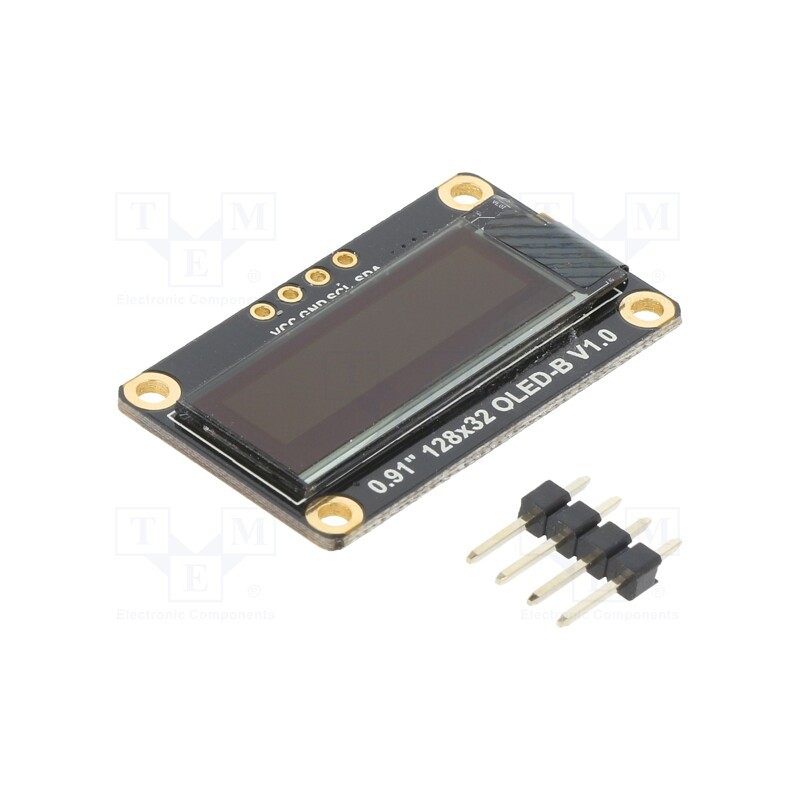 1 pcs x DFROBOT - DFR0648 - Display: OLED, 0.91', 128x32, 33x20mm, Interface: I2C, 180cd/m2