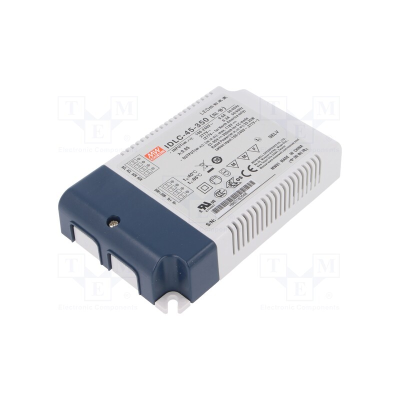 1 pcs x MEAN WELL - IDLC-45-350 - Power supply: switched-mode, LED, 33W, 57÷95VDC, 350mA, 90÷295VAC