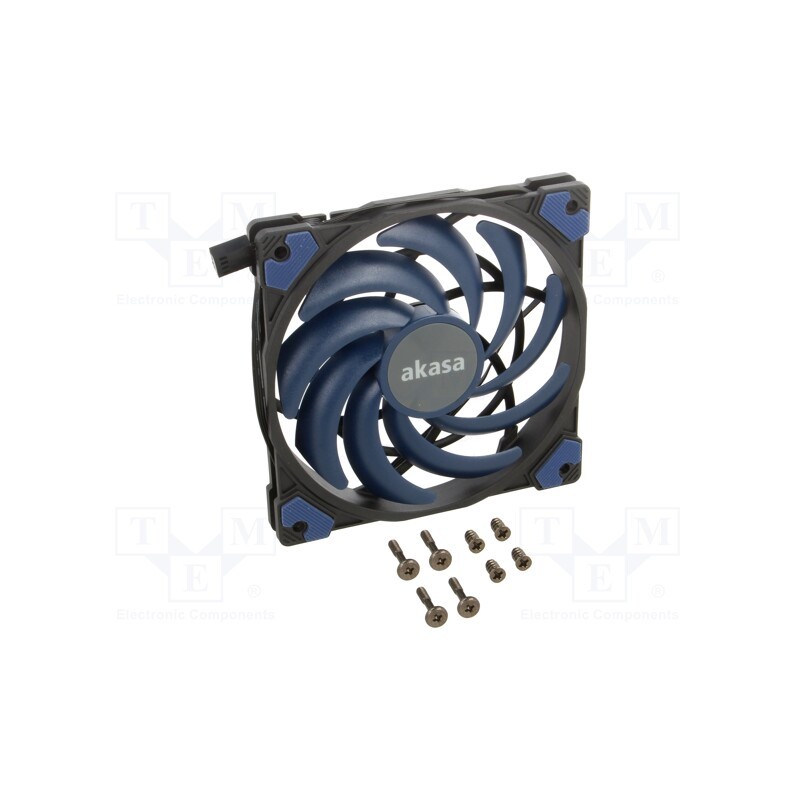 1 pcs x Akasa - AK-FN122-BL - Fan: DC, axial, 12VDC, 120x120x15mm, 31.5dBA, HDB, 700÷2000rpm, slim