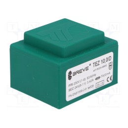 1 pcs x BREVE TUFVASSONS - TEZ10/D230/24V - Transformer: encapsulated, 10VA, 230VAC, 24V, 416.6mA, PCB, IP00
