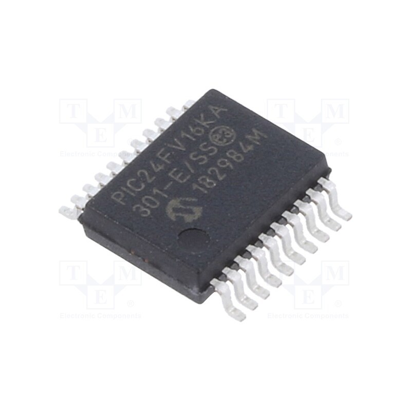 1 pcs x MICROCHIP TECHNOLOGY - PIC24FV16KA301-E/SS - IC: PIC microcontroller, 16kB, 32MHz, SMD, SSOP20, PIC24