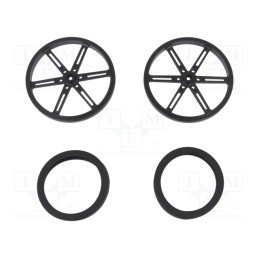 1 pcs x POLOLU - WHEEL FOR STANDARD SERVO SPLINES 90×10MM - Wheel, black, push-in,screw, Ø: 90mm, Shaft dia: 5.8mm, W: 10mm
