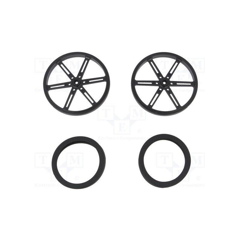 1 pcs x POLOLU - WHEEL FOR STANDARD SERVO SPLINES 90×10MM - Wheel, black, push-in,screw, Ø: 90mm, Shaft dia: 5.8mm, W: 10mm