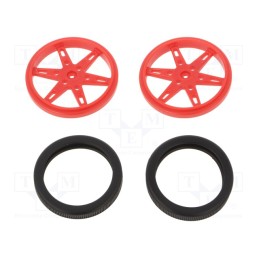 1 pcs x POLOLU - POLOLU WHEEL(20T, 4.8MM) - 60×8MM, RED - Wheel, red, Shaft: knurled, push-in,screw, Ø: 60mm, Shaft dia: 4.8mm