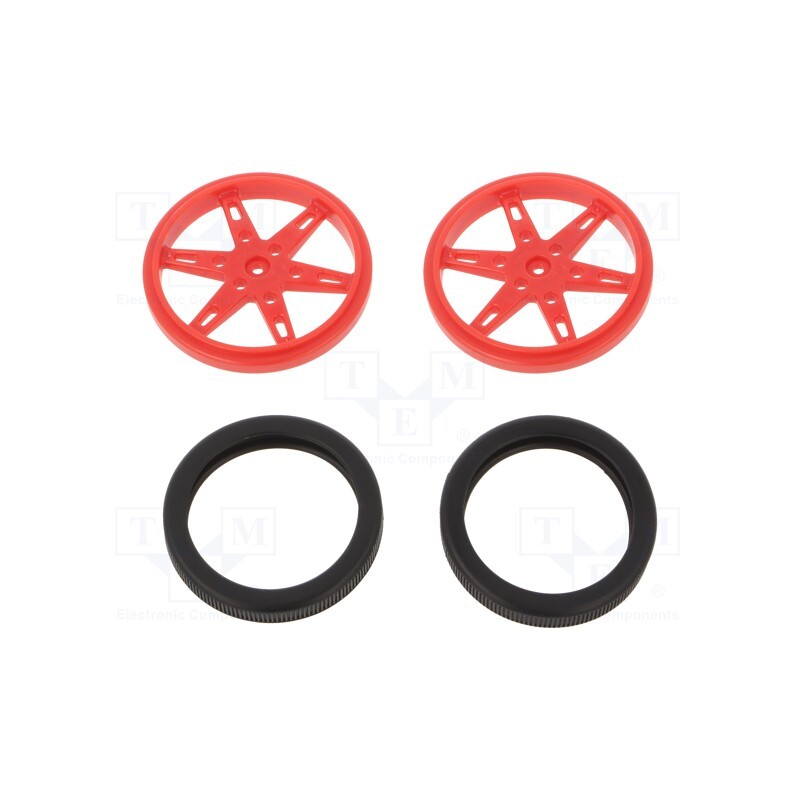 1 pcs x POLOLU - POLOLU WHEEL(20T, 4.8MM) - 60×8MM, RED - Wheel, red, Shaft: knurled, push-in,screw, Ø: 60mm, Shaft dia: 4.8mm