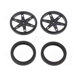 1 pcs x POLOLU - WHEEL FOR MICRO SERVO SPLINES 60×8MM - Wheel, black, Shaft: knurled, push-in,screw, Ø: 60mm, W: 8mm, 2pcs.
