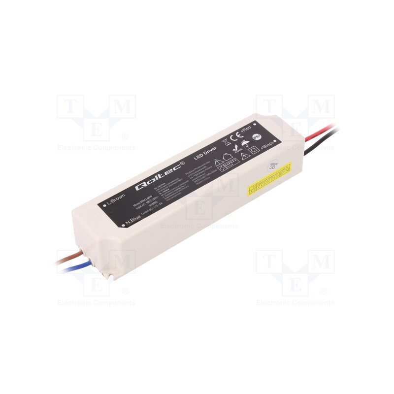 1 pcs x QOLTEC - 50942 - Power supply: switched-mode, LED, 60W, 12VDC, 5A, 220÷240VAC, IP67