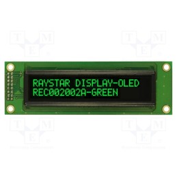 1 pcs x RAYSTAR OPTRONICS - REC002002AGPP5N00100 - Display: OLED, alphanumeric, 20x2, Dim: 116x37x9.8mm, green, PIN: 16
