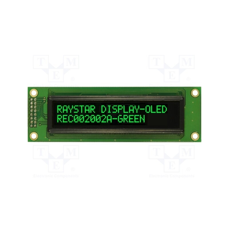 1 pcs x RAYSTAR OPTRONICS - REC002002AGPP5N00100 - Display: OLED, alphanumeric, 20x2, Dim: 116x37x9.8mm, green, PIN: 16
