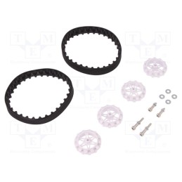 1 set x POLOLU - POLOLU 30T TRACK SET - WHITE - Tracks, Kit: 4 wheels,nut x2,washer x2,screw x2, Shaft: D spring