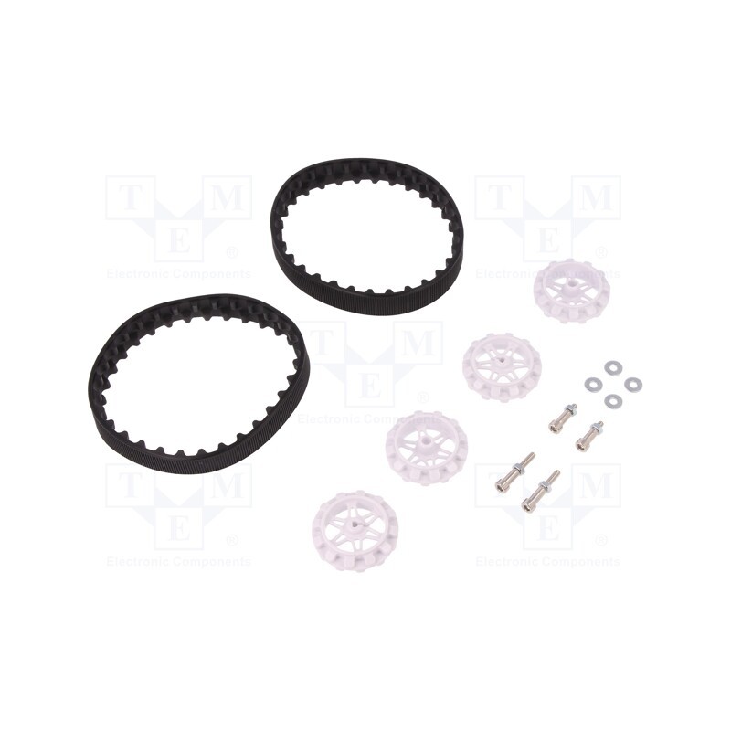 1 set x POLOLU - POLOLU 30T TRACK SET - WHITE - Tracks, Kit: 4 wheels,nut x2,washer x2,screw x2, Shaft: D spring