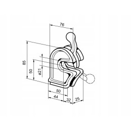 Swinging tipper side hinge closure, diameter 20