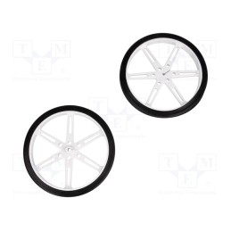 1 set x POLOLU - WHEEL 80×10MM PAIR WHITE - Wheel, white, Shaft: D spring, push-in, Ø: 80mm, Shaft dia: 3mm