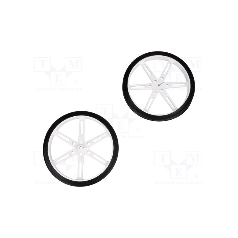 1 set x POLOLU - WHEEL 80×10MM PAIR WHITE - Wheel, white, Shaft: D spring, push-in, Ø: 80mm, Shaft dia: 3mm
