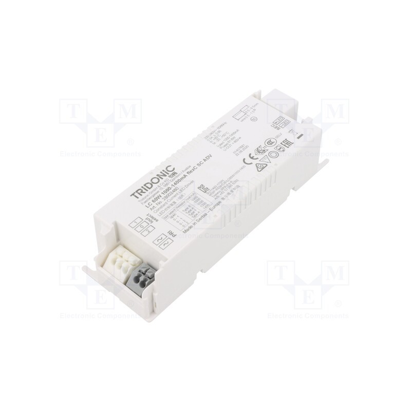 1 pcs x TRIDONIC - LC 60W 1000-1400MA FLEXC SC ADV - Power supply: switched-mode, LED, 60W, 27÷44VDC, 1400mA, -20÷50°C