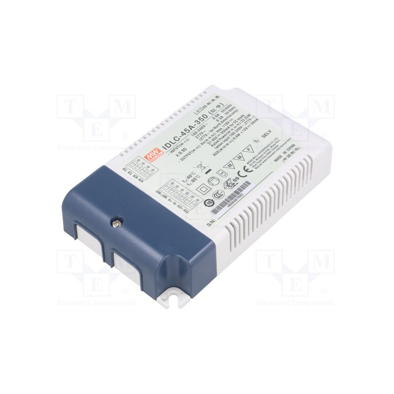 1 pcs x MEAN WELL - IDLC-45A-350 - Power supply: switched-mode, LED, 33W, 57÷95VDC, 350mA, 90÷295VAC
