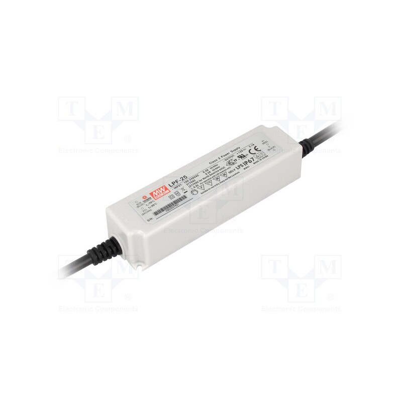 1 pcs x MEAN WELL - LPF-25-42 - Power supply: switched-mode, LED, 25.2W, 42VDC, 0.6A, 90÷305VAC