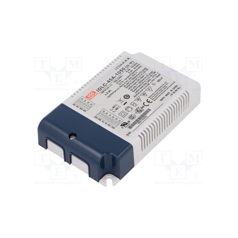 1 pcs x MEAN WELL - IDLC-45A-1050 - Power supply: switched-mode, LED, 45W, 26÷43VDC, 1050mA, 90÷295VAC
