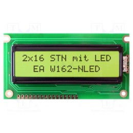 1 pcs x DISPLAY VISIONS - EA W162-NLED - Display: LCD, alphanumeric, STN Positive, 16x2, yellow-green, LED
