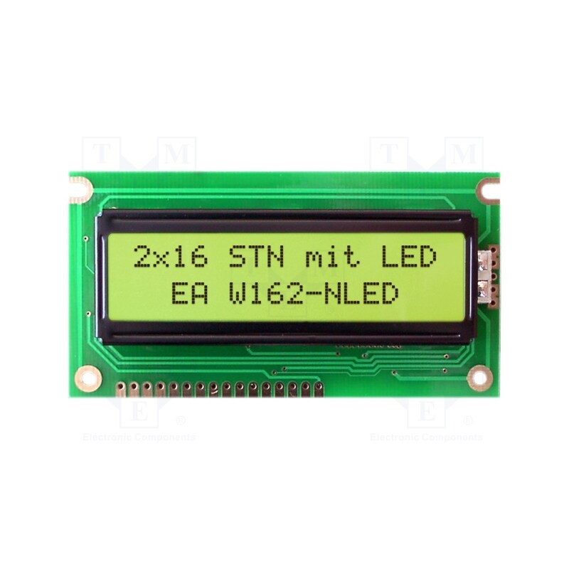 1 pcs x DISPLAY VISIONS - EA W162-NLED - Display: LCD, alphanumeric, STN Positive, 16x2, yellow-green, LED