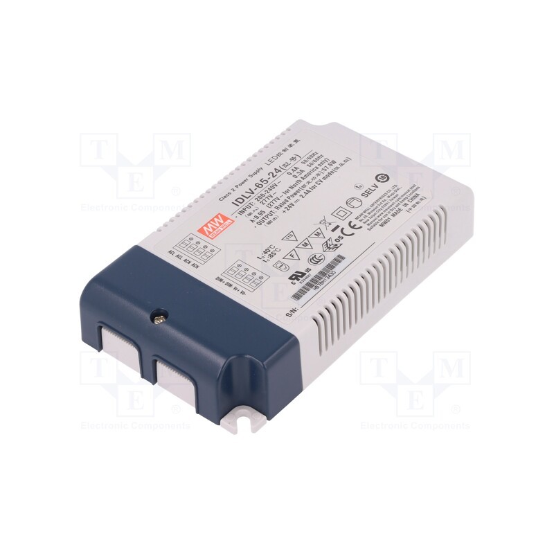 1 pcs x MEAN WELL - IDLV-65-24 - Power supply: switched-mode, LED, 58W, 24VDC, 2.4A, 180÷295VAC