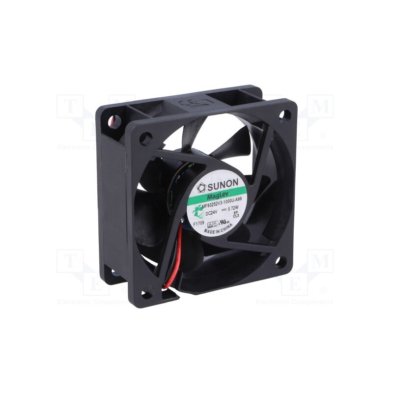1 pcs x SUNON - MF60252V3-1000U-A99 - Fan: DC, axial, 24VDC, 60x60x25mm, 27.04m3/h, 16.7dBA, Vapo, 26AWG
