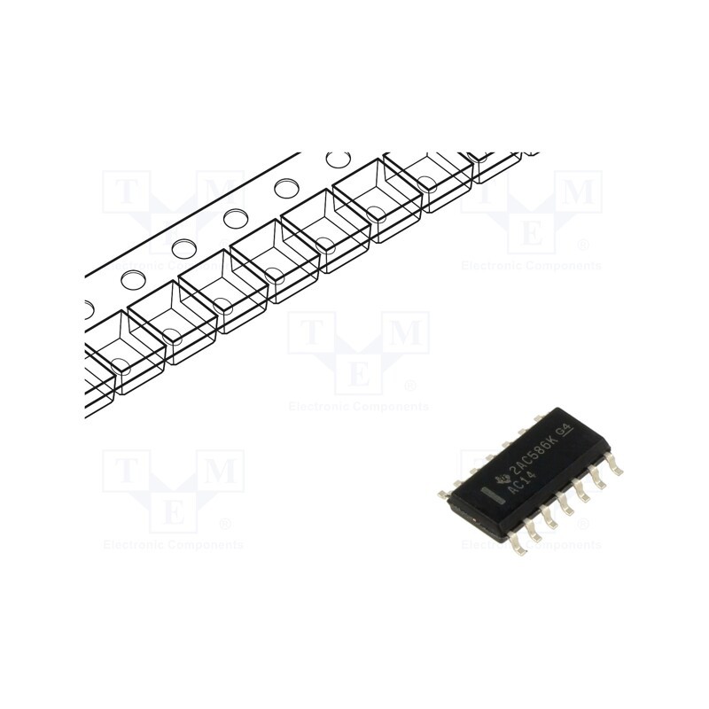 1 pcs x TEXAS INSTRUMENTS - SN74AC14DR - IC: digital, NOT, Ch: 6, SMD, SO14, IN: with Schmitt trigger, AC
