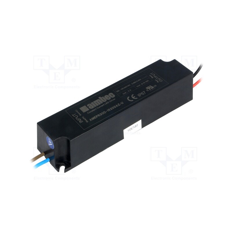 1 pcs x AIMTEC - AMEPR30D-15200AZ-U - Power supply: switched-mode, LED, 30W, 8÷15VDC, 2A, 90÷264VAC, IP67