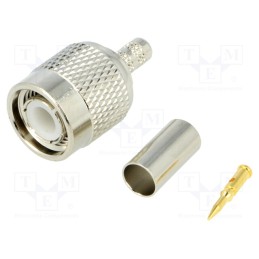 500 pcs x AMPHENOL RF - T1121A1-ND3G-1A-50 - Plug, TNC, male, straight, 50Ω, crimped, for cable, POM, gold-plated