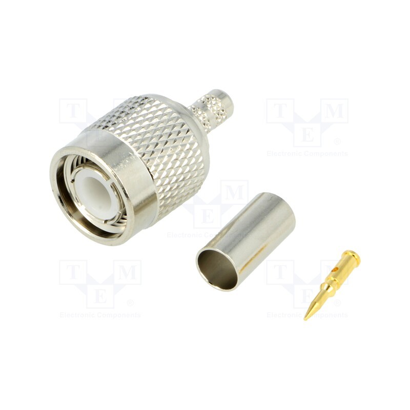 500 pcs x AMPHENOL RF - T1121A1-ND3G-1A-50 - Plug, TNC, male, straight, 50Ω, crimped, for cable, POM, gold-plated