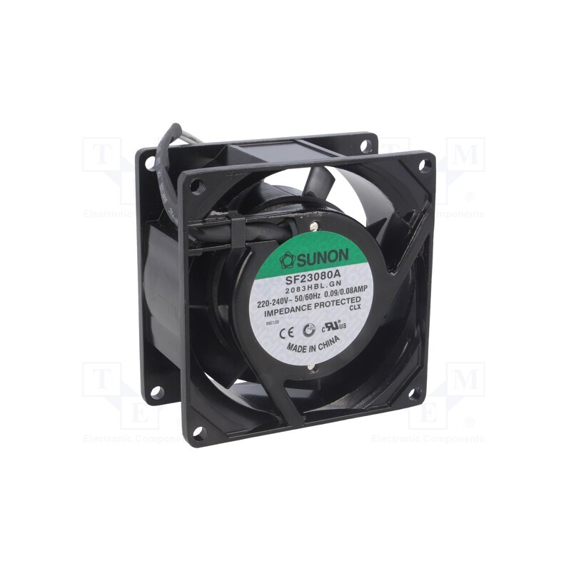1 pcs x SUNON - SF23080A2083HBL.GN - Fan: AC, axial, 230VAC, 80x80x38mm, 40.7m3/h(±7%), 32dBA, 2400rpm