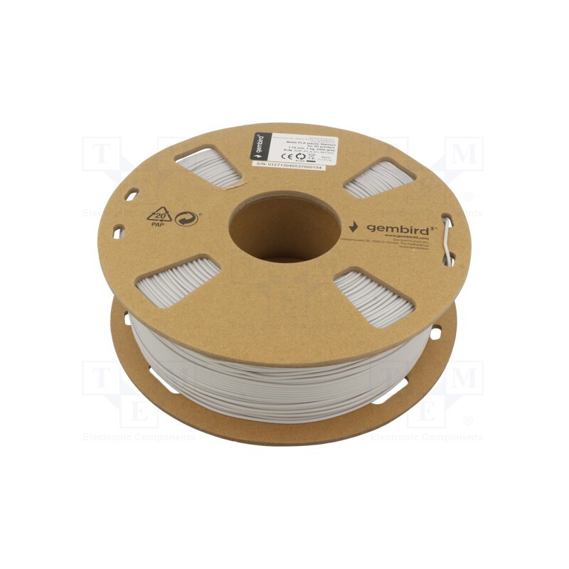1 rol x GEMBIRD - 3DP-PLA-01-MTSG - Filament: PLA-MATT, 1.75mm, slate grey, 190÷220°C, 1kg