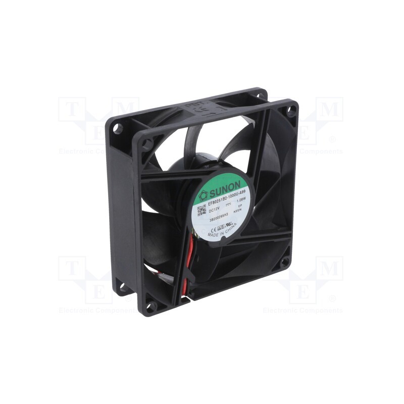 1 pcs x SUNON - EF80251B2-1000U-A99 - Fan: DC, axial, 12VDC, 80x80x25mm, 62.86m3/h, 30dBA, ball bearing