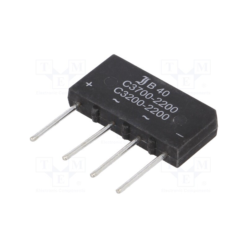 1 pcs x DIOTEC SEMICONDUCTOR - B40C3700A - Bridge rectifier: single-phase, Urmax: 80V, If: 3.7A, Ifsm: 150A