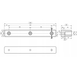 Rubber bumper 40x5 2x8 cm 3 holes