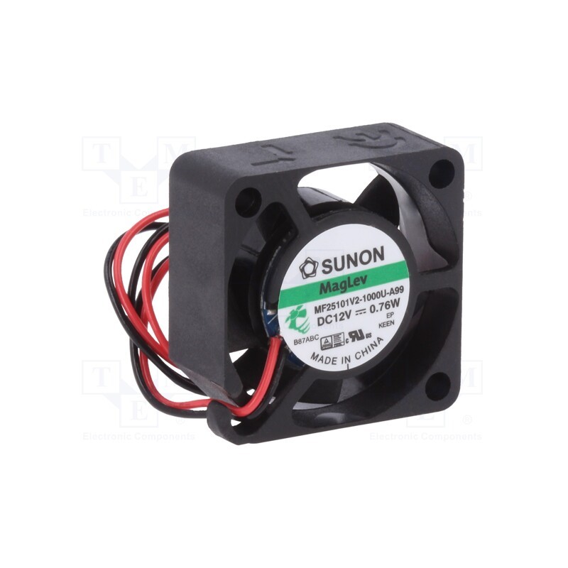 1 pcs x SUNON - MF25101V2-1000U-A99 - Fan: DC, axial, 12VDC, 25x25x10mm, 5.07m3/h, 16dBA, Vapo, 9600rpm