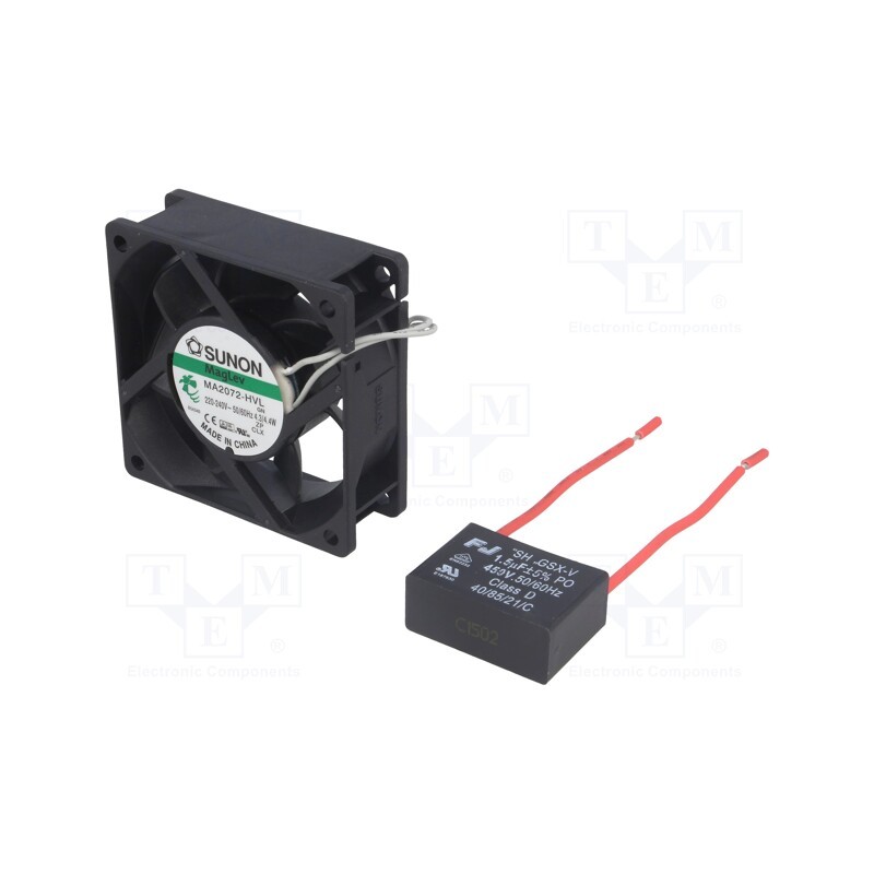 1 pcs x SUNON - MA2072-HVL.GN - Fan: AC, axial, 230VAC, 70x70x25mm, 47.6m3/h, 30dBA, Vapo, 3800rpm