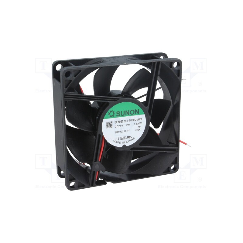 1 pcs x SUNON - EF80252S1-1000U-A99 - Fan: DC, axial, 24VDC, 80x80x25mm, 69.63m3/h, 33dBA, slide bearing